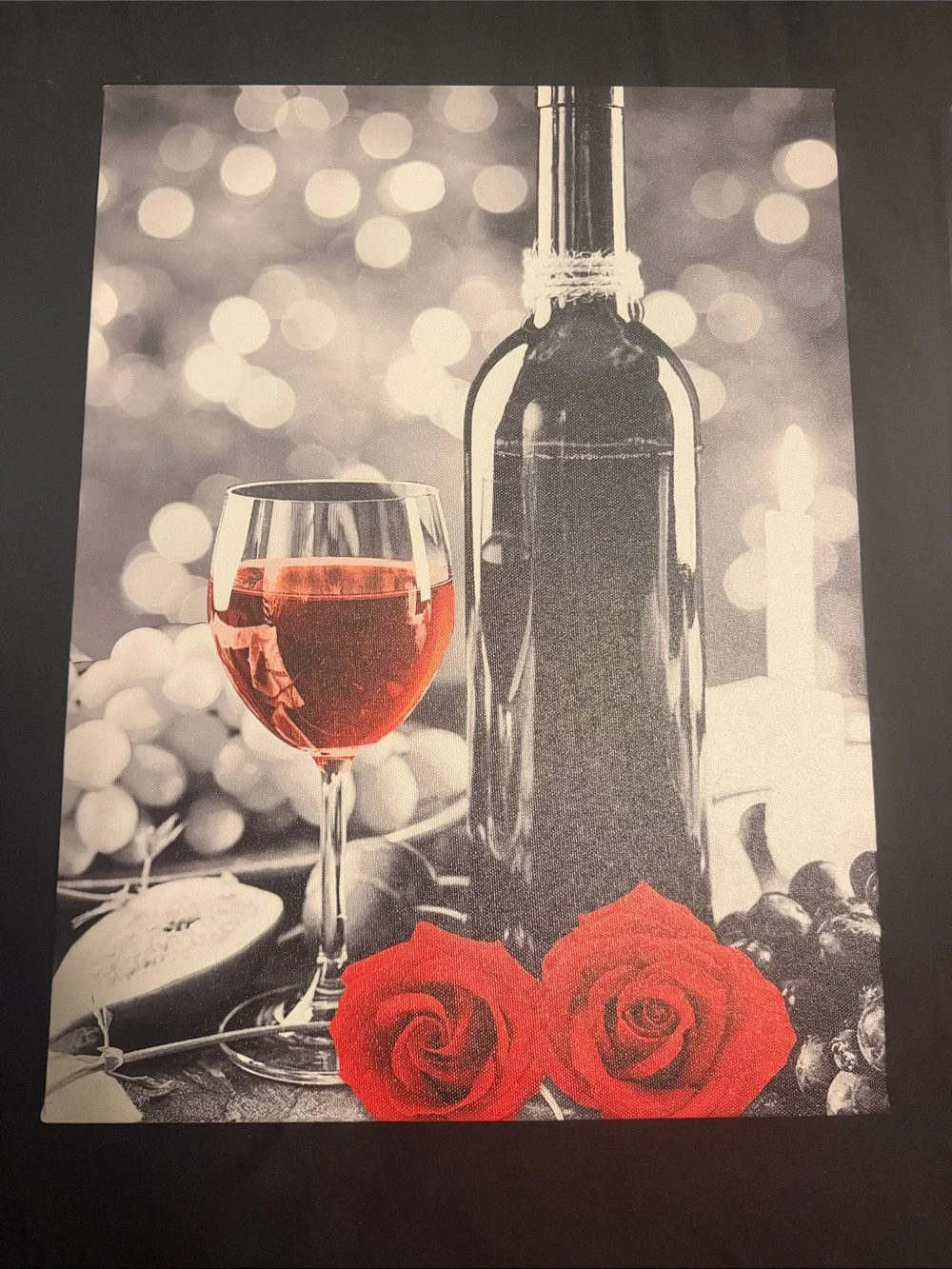 SHEIN Red Roses & Wine Glass Triptych Wall Art